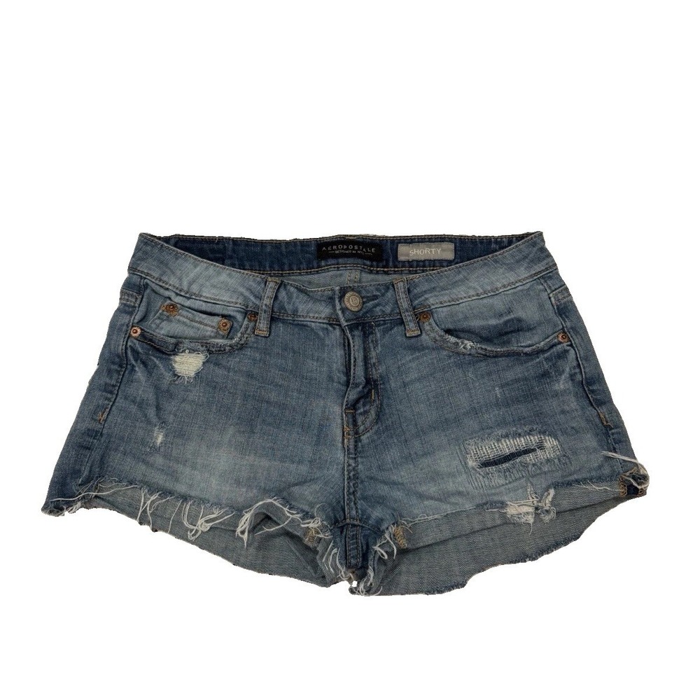 Aeropostale Women's Low Rise Shorty Shorts, Distressed, Patchwork, Size 4